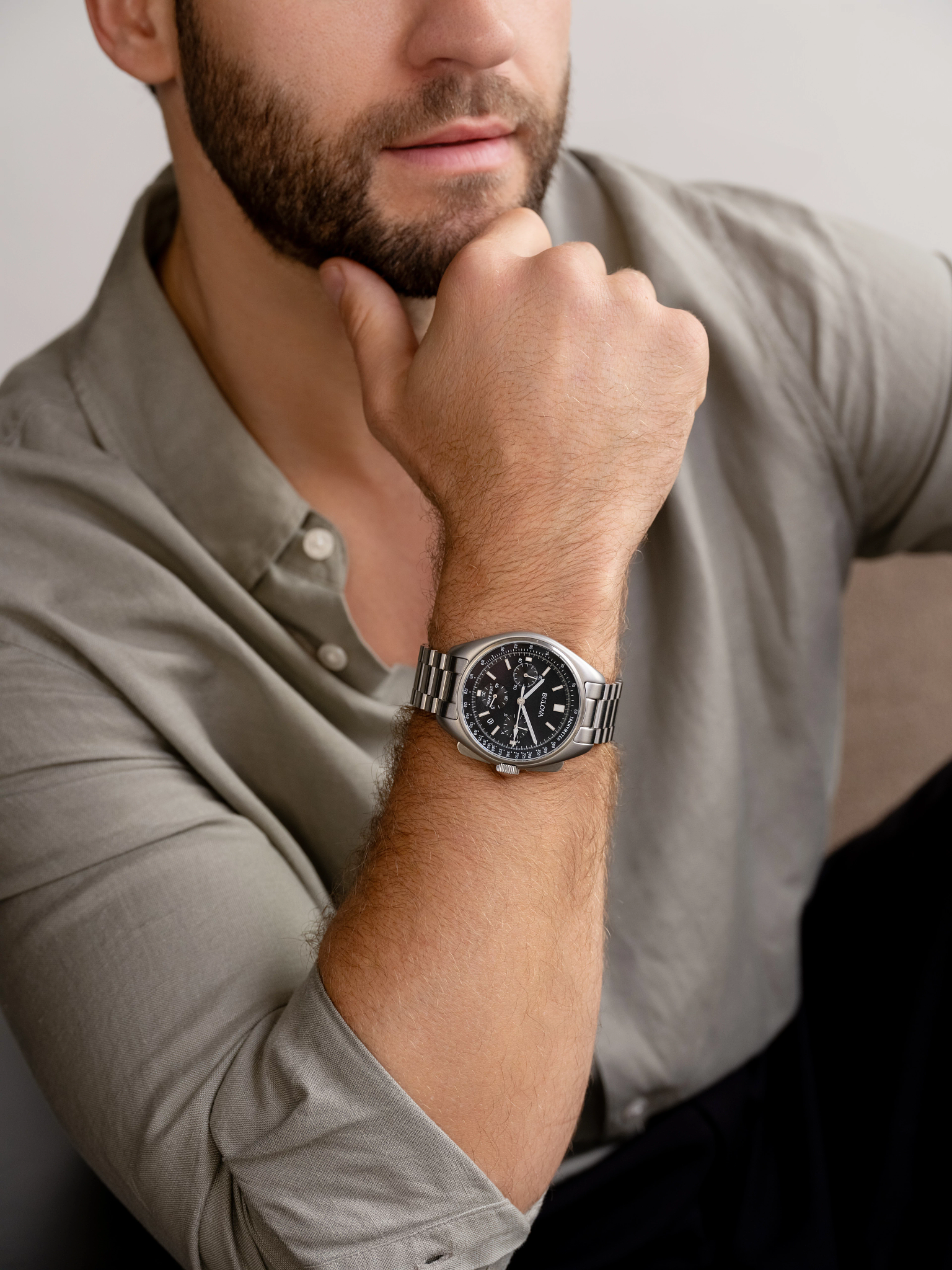 時計 BULOVA MOON WATCH 96B258 Bulova Lunar Pilot Men's Black Dial Brown Strap Classic Watch | Bulova